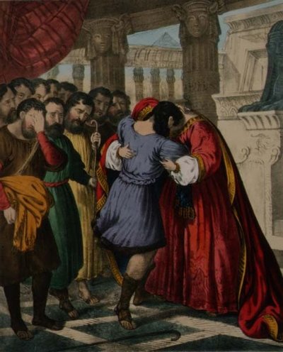 Jozefs Vergeving van zijn Broers, uit een bijbel gedrukt door Edward Gover door Siegfried Detler Bendixen