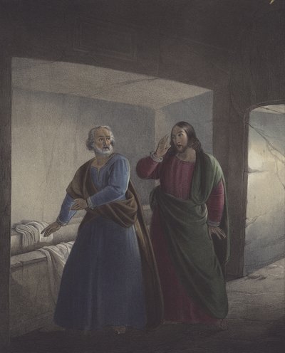 Petrus en Johannes bij het graf. Hij is opgestaan. door Siegfried Detler Bendixen