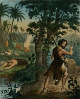 De moord op Abel, uit een bijbel gedrukt door Edward Gover door Siegfried Detler Bendixen