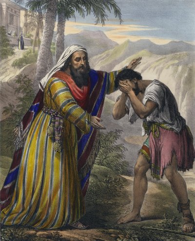 De verloren zoon (gekleurde gravure) door Siegfried Detler Bendixen