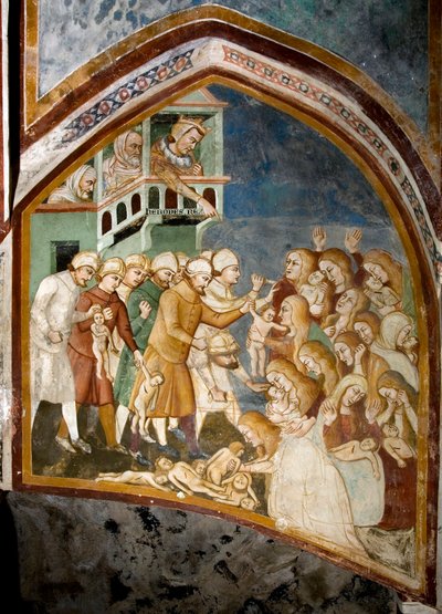 De kindermoord (detail) door Sienese School