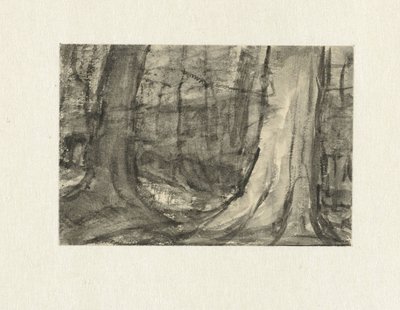 Gezicht tussen bomen door Sientje Mesdag van Houten