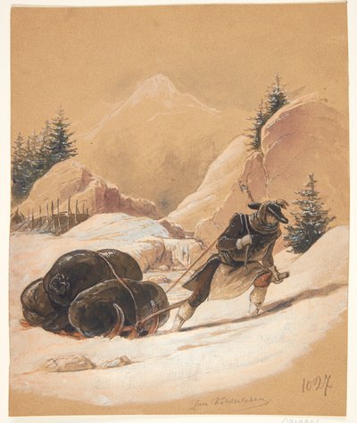 Deens: Man met slee door Sigmund Ferdinand Ritter von Perger