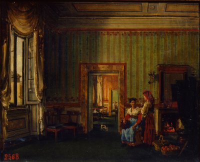Interieur in het huis van prins Alexander Golitsyn in Rome, 1830 door Silvestr Fedosievich Shchedrin
