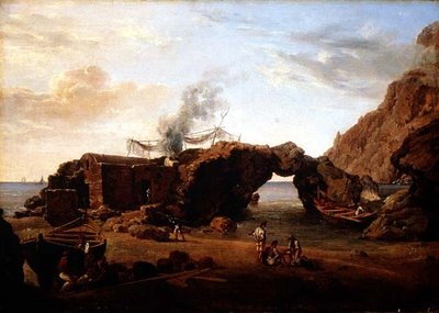 Rotsachtig landschap op Capri door Silvestr Fedosievich Shchedrin