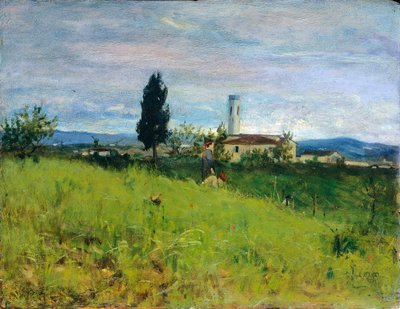 Kerk op het platteland door Silvestro Lega