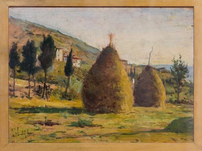 Hooibergen in de zon, ca. 1890 door Silvestro Lega