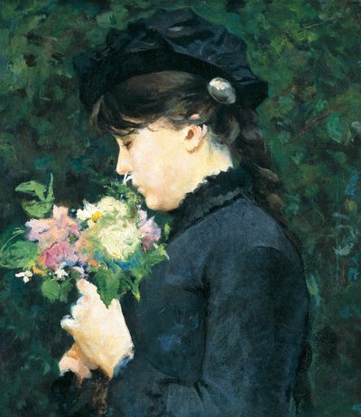 Portret van Eleonora Tommasi, door Silvestro Lega, olieverf op doek, 48x40 cm door Silvestro Lega
