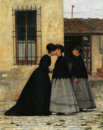 Het bezoek (detail) door Silvestro Lega