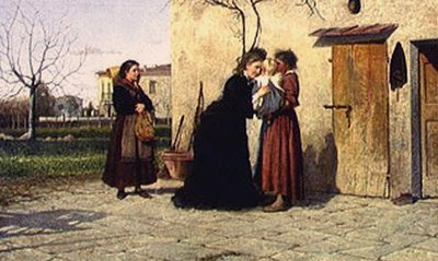 Bezoek aan het kleine meisje door Silvestro Lega