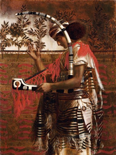 Een jonge muzikant in dienst van de tempel tijdens het Loofhuttenfeest, later Hosanna genoemd, 1862 door Simeon Solomon