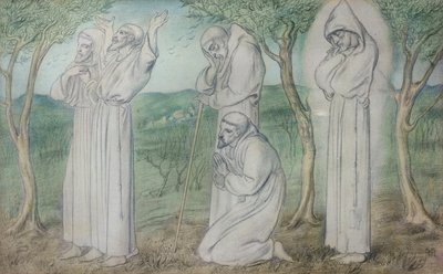 Een groep Franciscaner monniken door Simeon Solomon