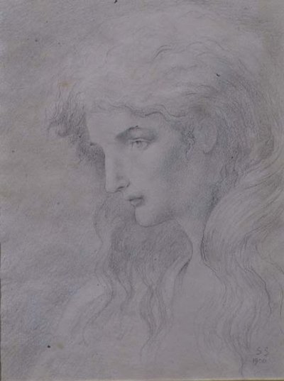 Allegorisch hoofd door Simeon Solomon