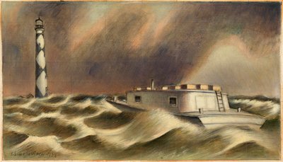 Post naar Cape Lookout (studie muurschildering, postkantoor Beaufort, North Carolina) door Simka Simkhovitch
