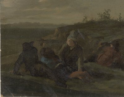 Boeren rustend in een weide door Simon Andreas Krausz