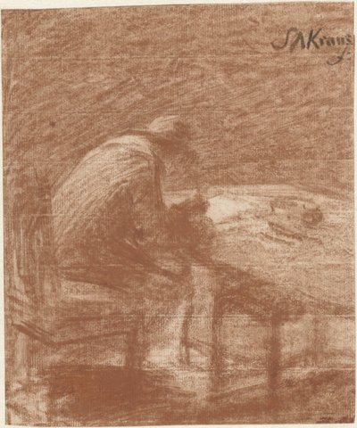 Schrijvende man aan een tafel door Simon Andreas Krausz