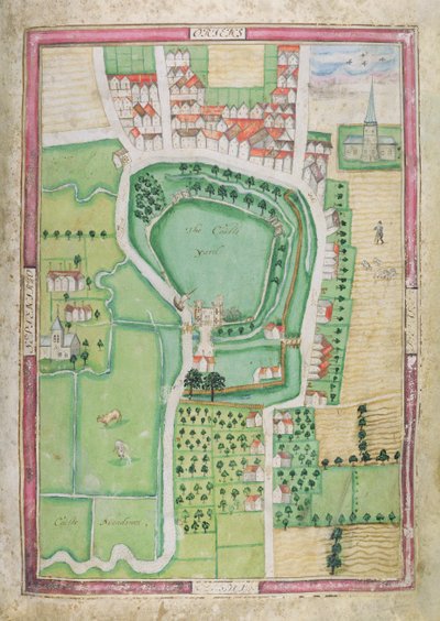 Hertford Castle en Castle Yard, uit de 