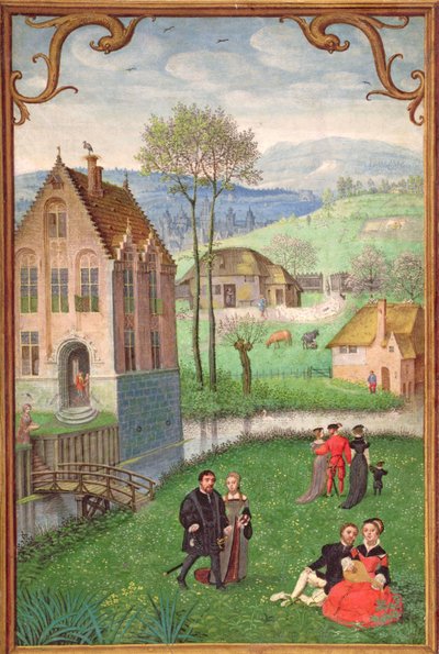 Add 18855 April: verliefde stelletjes, uit een Getijdenboek, c.1540 door Simon Bening
