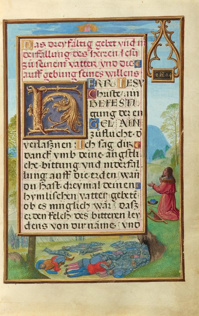 Rand met David die God smeekt de pest te beëindigen door Simon Bening