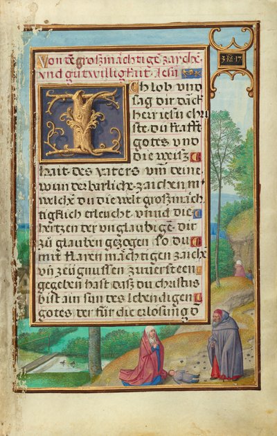 Grens met Elia die de zoon van de weduwe van Sareptha opvoedt door Simon Bening