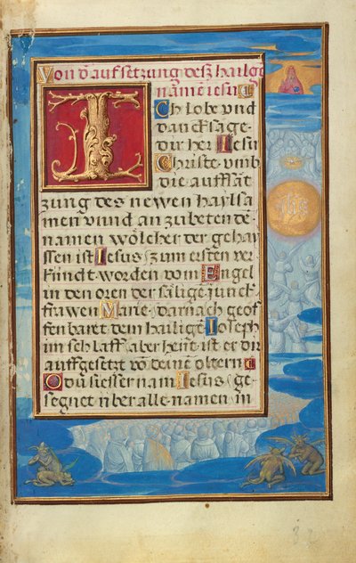 Rand mit der Anbetung des Namens Jesu door Simon Bening
