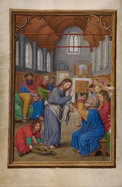 Christus wast de voeten van de apostelen door Simon Bening