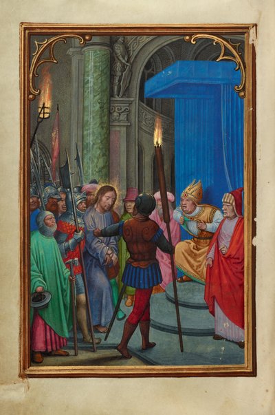 Christus voor Kajafas door Simon Bening