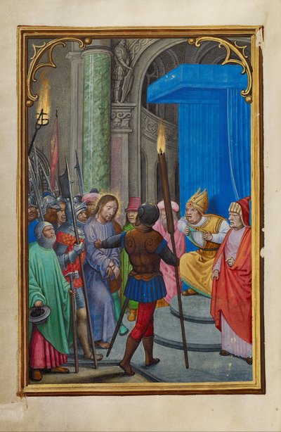 Christus voor Kajafas door Simon Bening