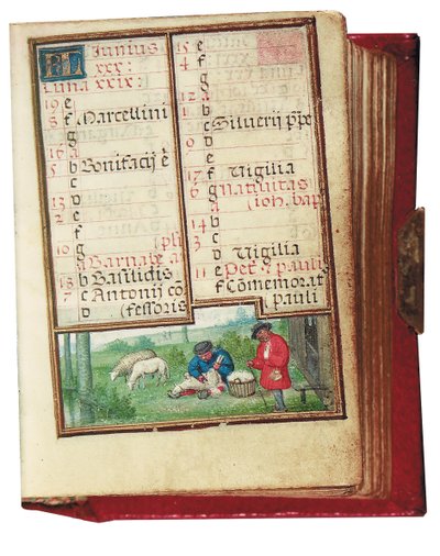 Folio uit een miniatuur getijdenboek, gebruik van Rome, Brugge door Simon Bening