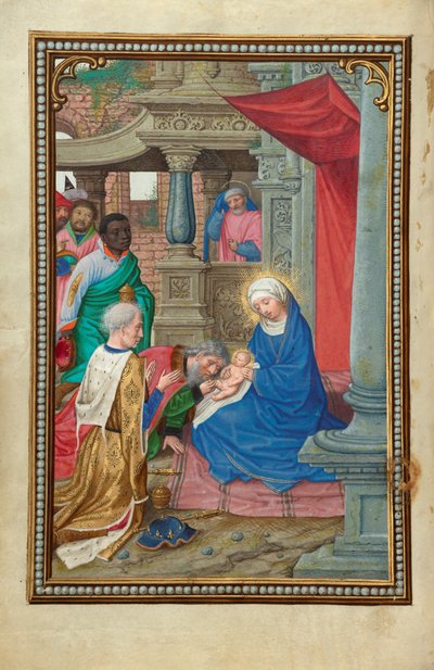 Die Anbetung der Heiligen Drei Könige door Simon Bening