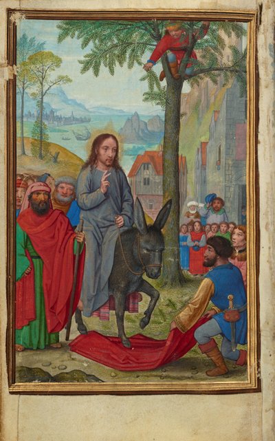 De intocht in Jeruzalem door Simon Bening
