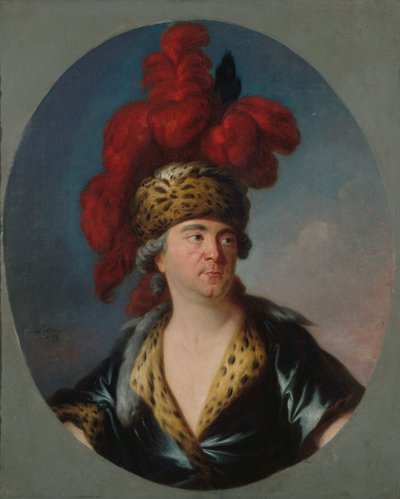 Portret van Henri-Louis Lekain 1728-1778 als Genghis Khan in het toneelstuk..., Eind 1750s door Simon Bernard Lenoir