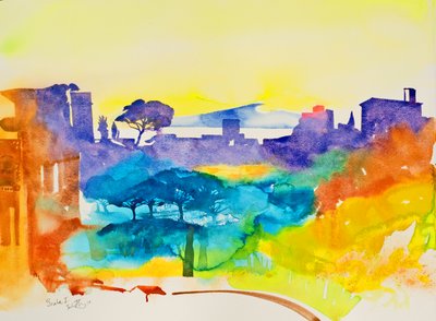 Scala I (aquarel op papier) door Simon Fletcher
