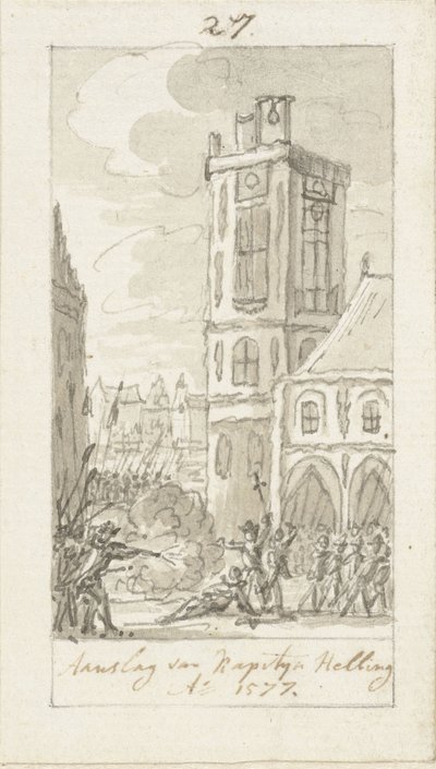 Het sneuvelen van Kapitein Herman van der Helling, 23 november 1577 door Simon Fokke