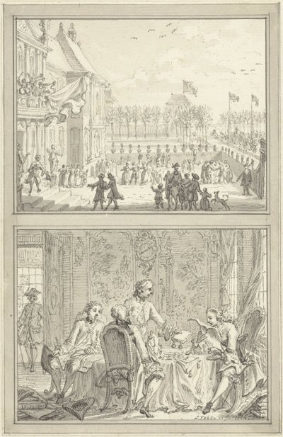 Paleis Honselaarsdijk wisselt van eigenaar / Verkoop van de Pruisische heerlijkheden aan Anna van Hannover, 1754 door Simon Fokke