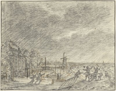 Zware storm en overstroming bij Halfweg, 15 november 1775 door Simon Fokke