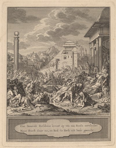De Verkrachting van de Sabijnse Vrouwen door Simon Fokke after Bernard Picart