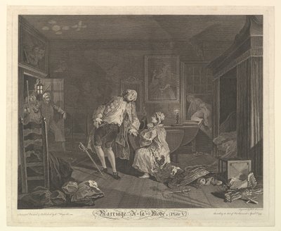 Huwelijk A-la-Mode, Plaat V, april 1745 door Simon Francois Ravenet