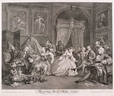 Marriage a la Mode, 1745, plaat IV door Simon Francois Ravenet
