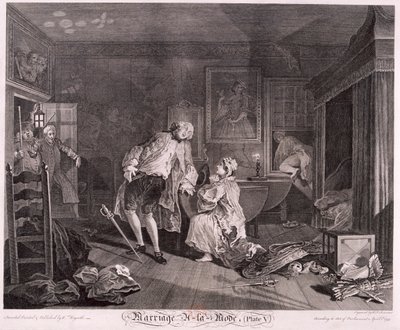 Marriage a la mode, Plaat V, 1745 door Simon Francois Ravenet