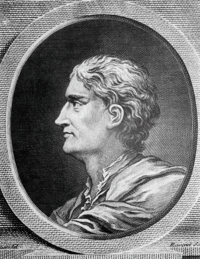 Portret van Isaac Newton (1642-1727), Engelse natuurkundige en wiskundige, gravure door Simon Francois Ravenet (1706-1774) door Simon Francois Ravenet