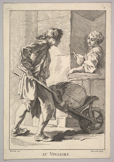 Omgekeerde kopie van Au Vinaigre Vinegar, uit Le Cris de Paris, 18e eeuw door Simon Francois Ravenet