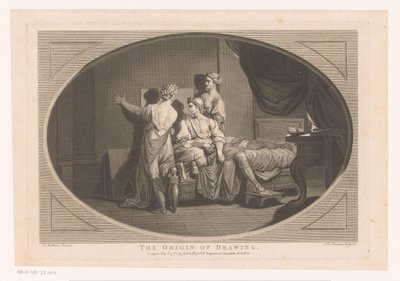 Uitvinding van de tekenkunst door Simon François Ravenet (le vieux)