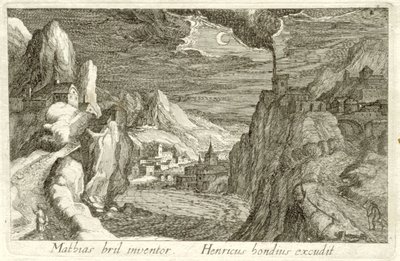 Rivierlandschap bij maanlicht door Simon Frisius (attributed to)