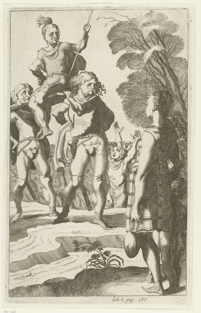 Brinio op een schild geheven door Simon Frisius