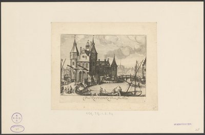 Gezicht op de Eerste Regulierspoort in Amsterdam door Simon Frisius