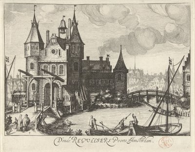 Gezicht op de Eerste Regulierspoort te Amsterdam door Simon Frisius
