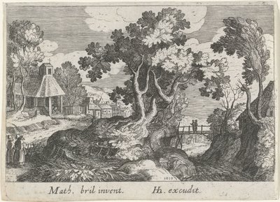 Landschap met een boom door Simon Frisius