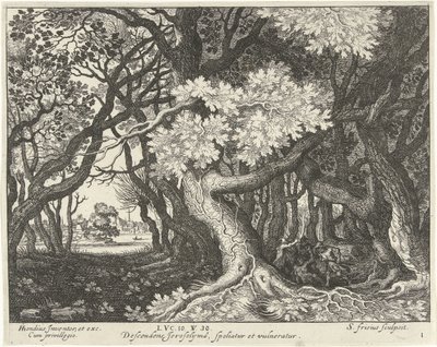 Overval op een man in een bos door Simon Frisius