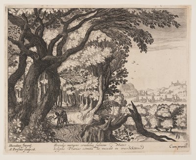 De vlucht naar Egypte, uit Landschappen met scènes uit het leven van Christus door Simon Frisius